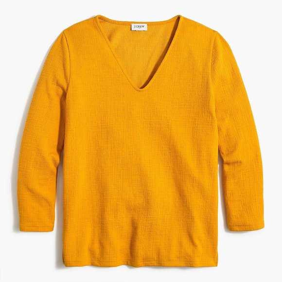 J. Crew Factory Tops - J Crew Textured V-neck three-quarter-sleeve tee Medium